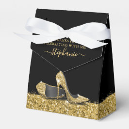 High Heel Stiletto Shoe Black Gold Geburtstag Geschenkschachtel