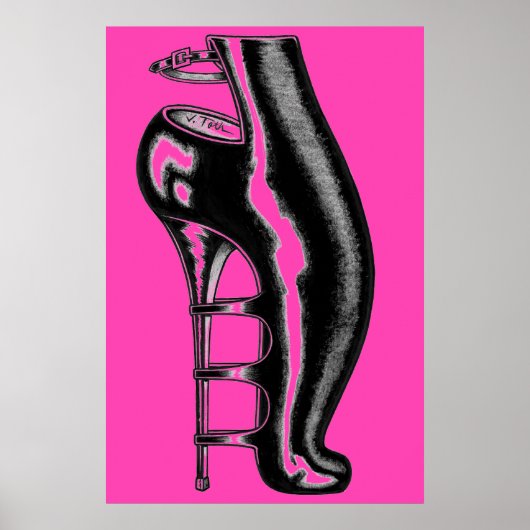 High Heeled Rubber Boot/Hot Pink Poster (Vorne)