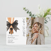 High Heels Black Bow 40th Birthday Party Photo Einladung (Stehend Vorderseite)