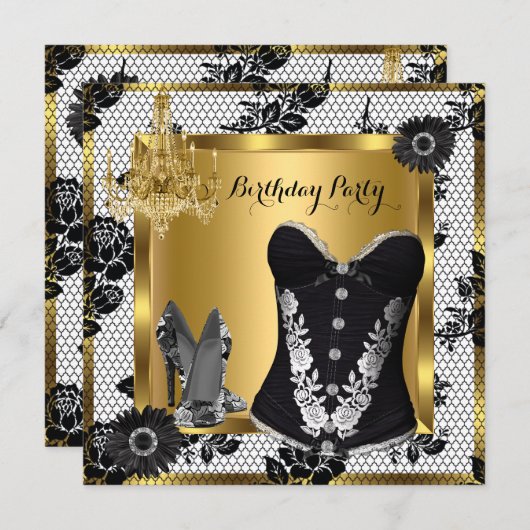 High Heels Chandelier Lace Corset Black 3 Einladung (Vorne/Hinten)