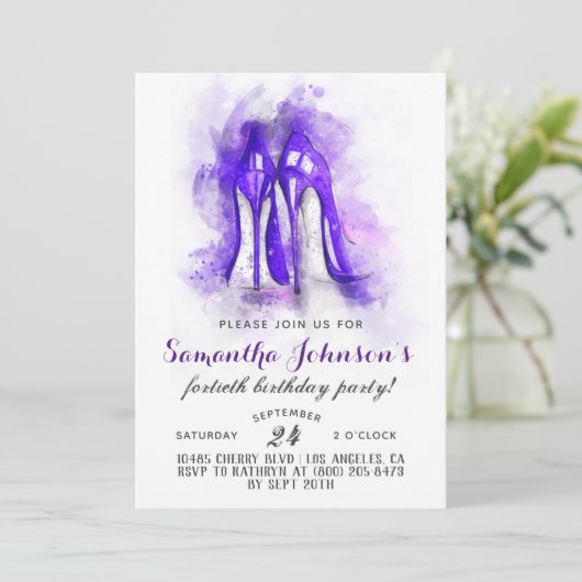 High Heels Fabulous Glam Birthday Einladung (Stehend Vorderseite)