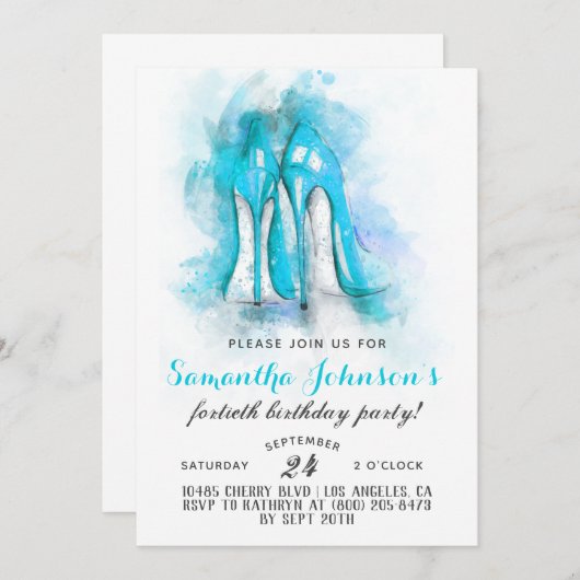 High Heels Fabulous Glam Geburtstag Einladung (Vorne/Hinten)