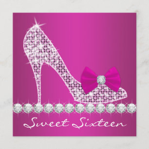 High Heels Hot Pink Sweet Sixteen Geburtstagsfeier Einladung
