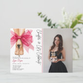 High Heels Pink Bow 20th Birthday Party Photo Einladung (Stehend Vorderseite)