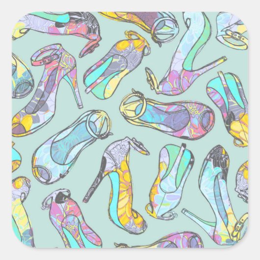 High Heels Quadratischer Aufkleber (Vorderseite)