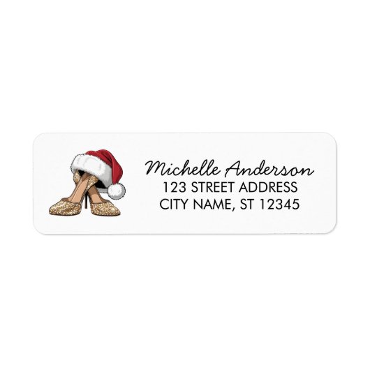 High Heels Santa Hat Christmas Return Address (Vorne)