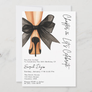 High Heels Schwarze Schleife 26. Geburtstagsfeier Einladung