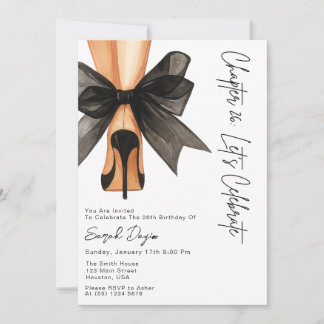High Heels Schwarze Schleife 26. Geburtstagsfeier  Einladung