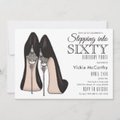 High Heels Stepping in Sixty Birthday Party Einladung (Vorderseite)