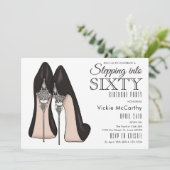 High Heels Stepping in Sixty Birthday Party Einladung (Stehend Vorderseite)