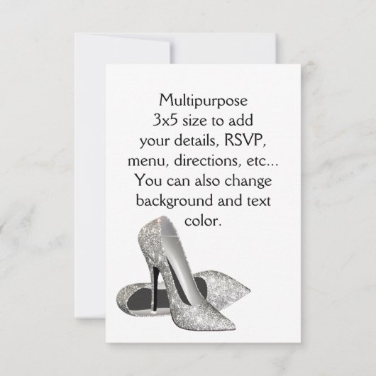 High Heels Tiara Royal Blue Quinceanera UAWG RSVP Karte (Rückseite)