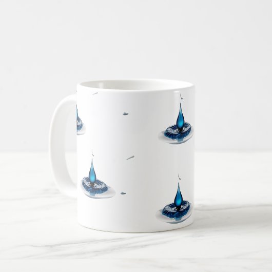 High-Impact Abstract Blue Water Drop Classic Mug Kaffeetasse (Vorderseite Links)