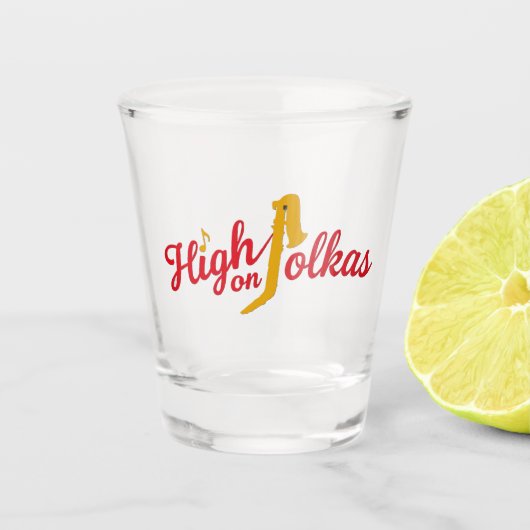 High on Polkas Logo Shot Glass Schnapsglas (Vorderseite)