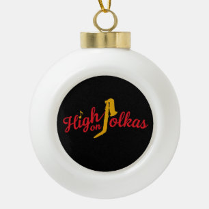 High on Polkas-Schneeflocken-Ornament mit Rahmen Keramik Kugel-Ornament
