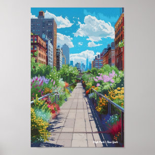 High Park New York USA Vintage Travel Poster