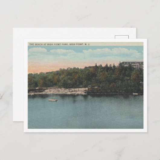 High Point NJ, The Beach, High Point Park in den 2 Postkarte (Vorne/Hinten)
