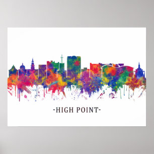 High Point North Carolina Skyline Poster