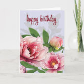 High-Poly Peony Birthday Card Karte (Vorderseite)
