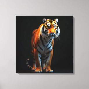 High Quality Full Size Tiger on Black Leinwanddruck