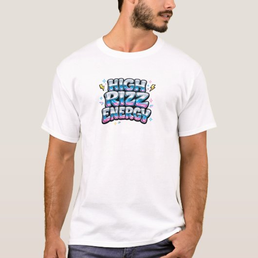 High RIZZ Energy Y2K Retro Bubble T-Shirt (Vorderseite)