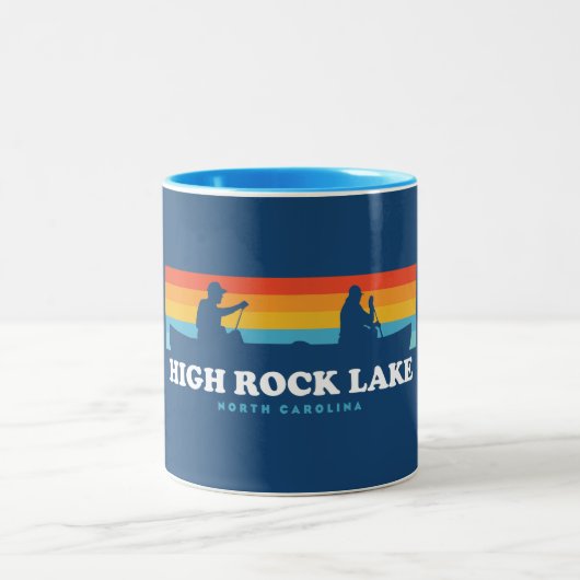 High Rock Lake North Carolina Canoe Zweifarbige Tasse (Mittel)