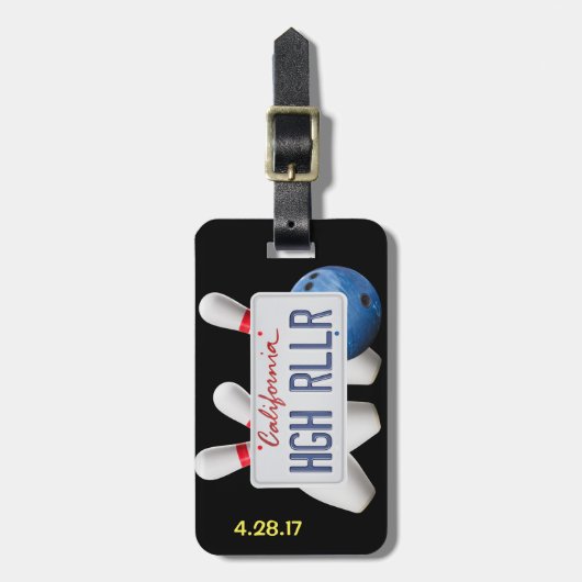 High Roller Game Abzeichen mit California Plate Gepäckanhänger (Vorderseite vertikal)