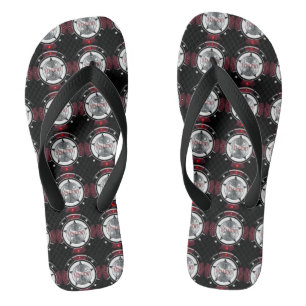 High Roller schwarz u. Rot $10.000. Kasino-Chip Badesandalen