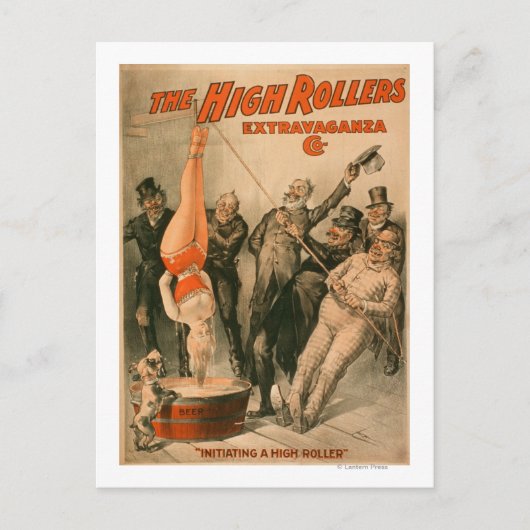 High Rollers Poster - Frau in Bier tunkend Postkarte (Vorderseite)