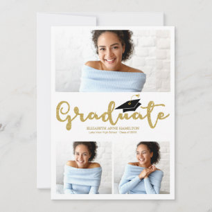 High School 3 Foto Glitzer Grad Bekanntgabe Ankündigung