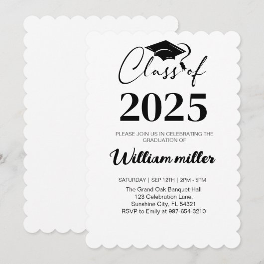 High School Abschluss Class of 2025,Minimal grad Einladung (Vorne/Hinten)