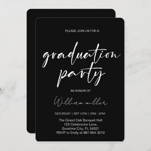 High School Abschluss Class of 2025,Minimal grad Einladung (Vorne/Hinten)