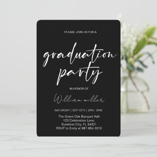 High School Abschluss Class of 2025,Minimal grad Einladung (Stehend Vorderseite)