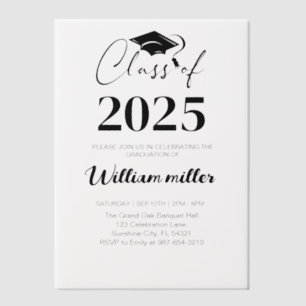 High School Abschluss Class of 2025,Minimal grad Pergament Einladungen