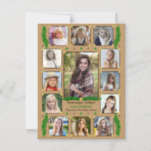 High School Abschluss Foto Collage| Burlap Fern