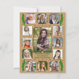 High School Abschluss Foto Collage| Burlap Fern Magneteinladung
