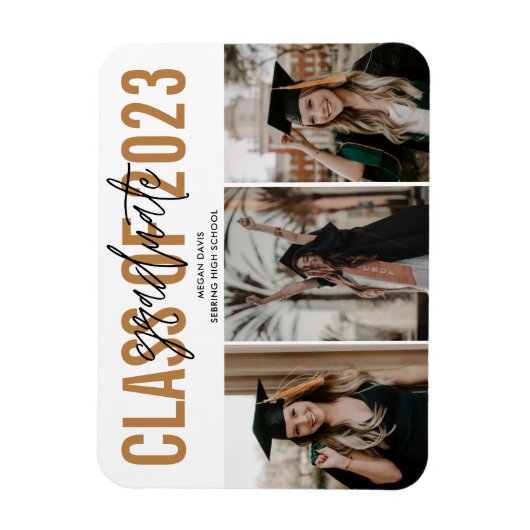 High School Abschluss Gold Foto Magnet (Vertikal)