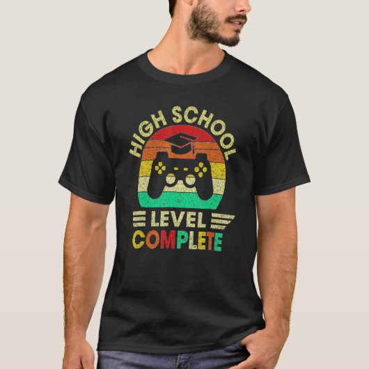 High School Abschluss Level Complete Video Games T-Shirt (Vorderseite)