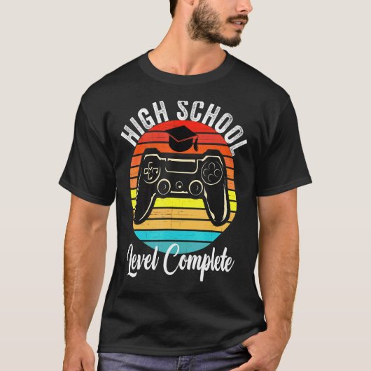 High School Abschluss Level Complete Video Games T-Shirt (Vorderseite)