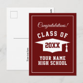 High School Absolvent 2025 rote Postkarten (Vorne/Hinten)