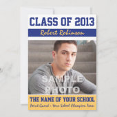 High School Athete Sports Abschluss Blue Gold Einladung (Rückseite)