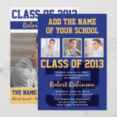 High School Athete Sports Abschluss Blue Gold Einladung (Vorne/Hinten)