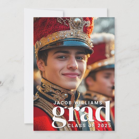 High School Band Moderne 2 Foto Graduation Party Einladung (Vorderseite)