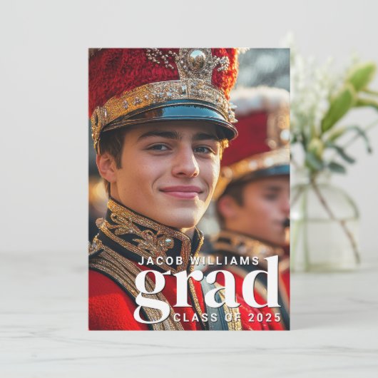 High School Band Moderne 2 Foto Graduation Party Einladung (Stehend Vorderseite)