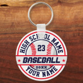High School Baseball Player Customize Sports Schlüsselanhänger (Vorderseite)