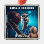 High School Basketball Player Photo Christmas Ornament Aus Metall (Vorne)