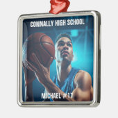 High School Basketball Player Photo Christmas Ornament Aus Metall (Links)