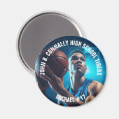 High School Basketball Player Photo Keepsake Magnet (Vorderseite/Rückseite)