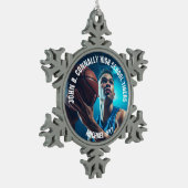High School Basketball Player Photo Schneeflocken Zinn-Ornament (Links)