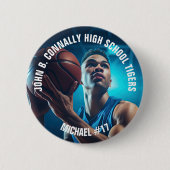 High School Basketball Player Photo Spirit Button (Vorderseite)