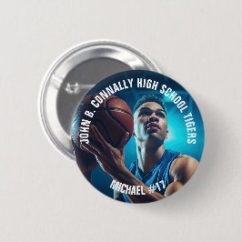 High School Basketball Player Photo Spirit Button